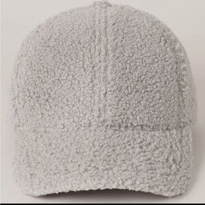 Solid Colored Faux Sherpa Baseball Cap grey